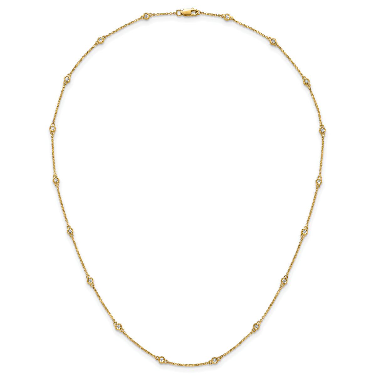 14k Diamond Station Cable Necklace-PM1010-031-YA-18