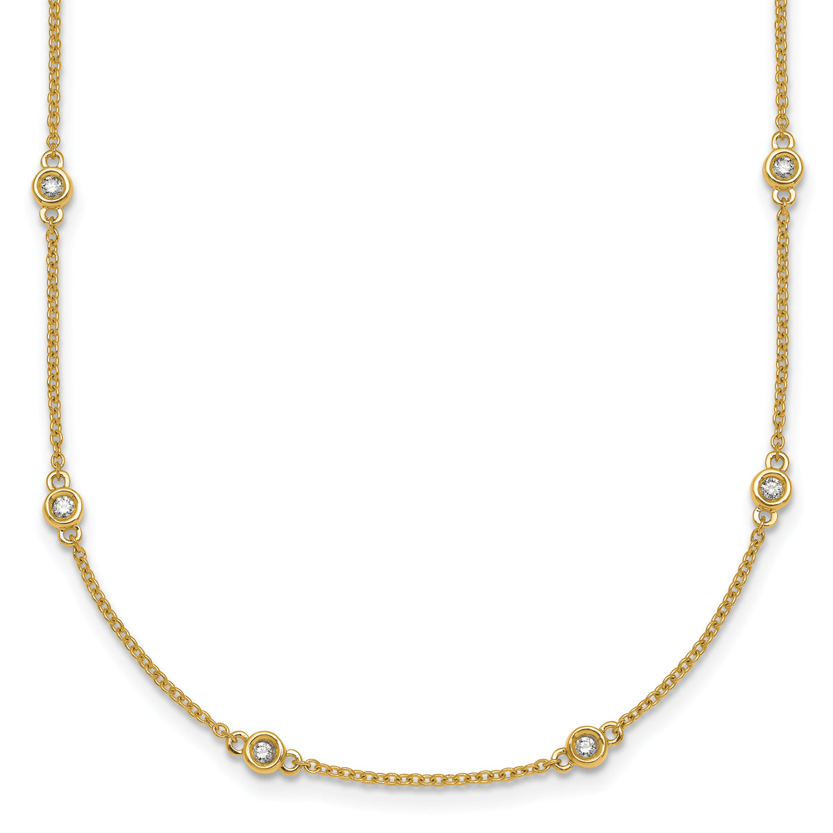 14k Diamond Station Cable Necklace-PM1010-031-YA-18