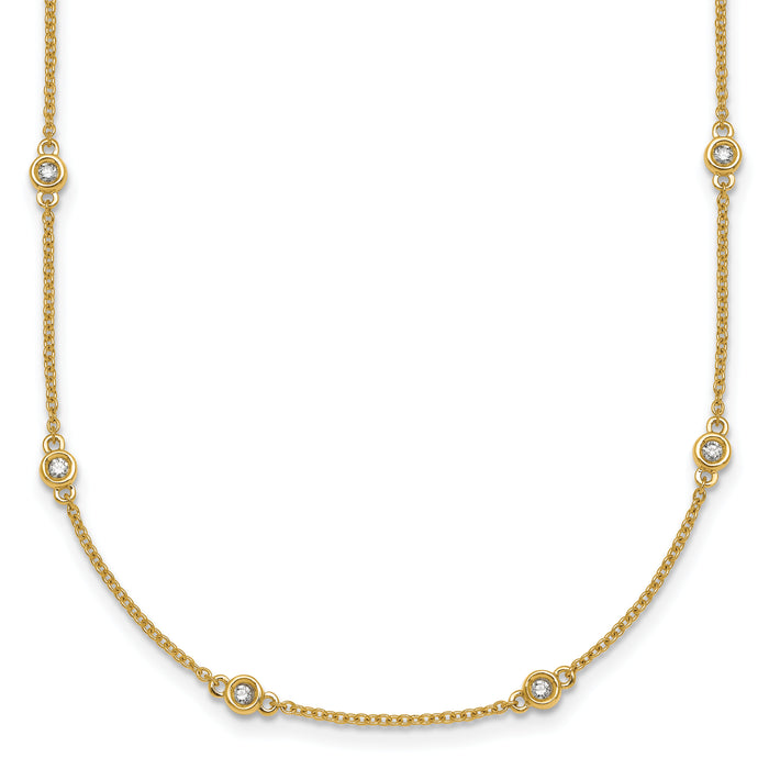 14k Diamond Station Cable Necklace-PM1010-031-YA-18
