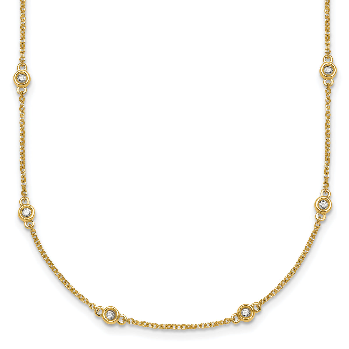 14k Diamond Station Cable Necklace-PM1010-033-YA-20