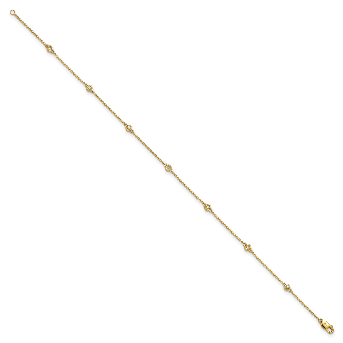 14k Diamond Station Cable Anklet-PM1011-017-YA-9