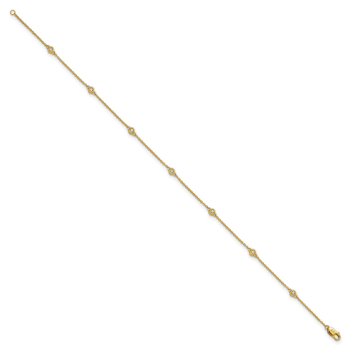 14k Diamond Station Cable Anklet-PM1011-017-YA-9