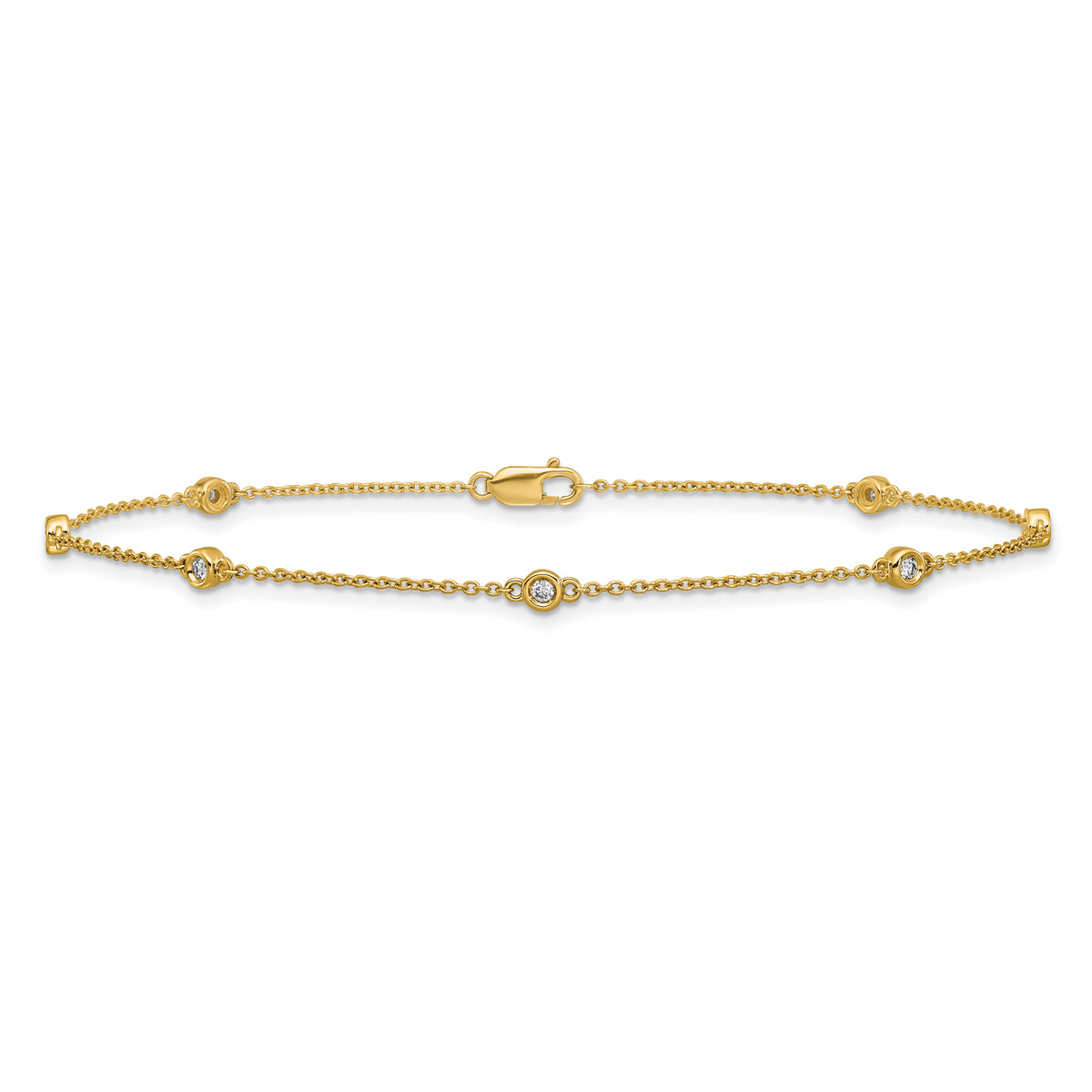 14k Diamond Station Cable Anklet-PM1011-017-YA-9