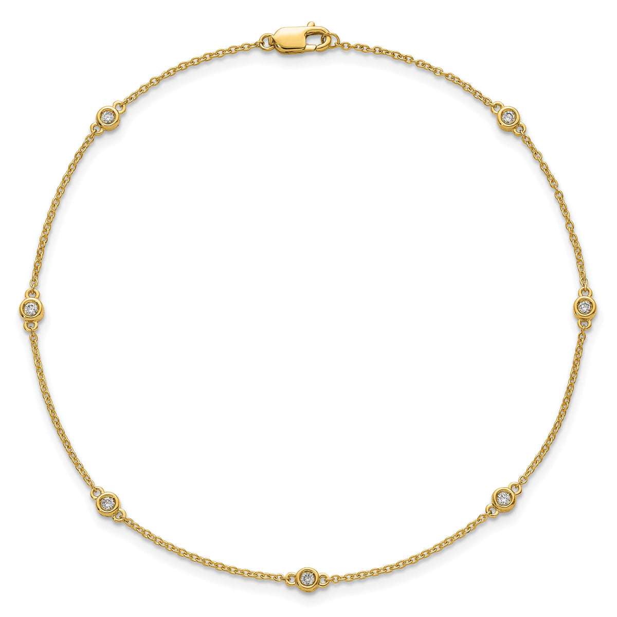 14k Diamond Station Cable Anklet-PM1011-017-YA-9
