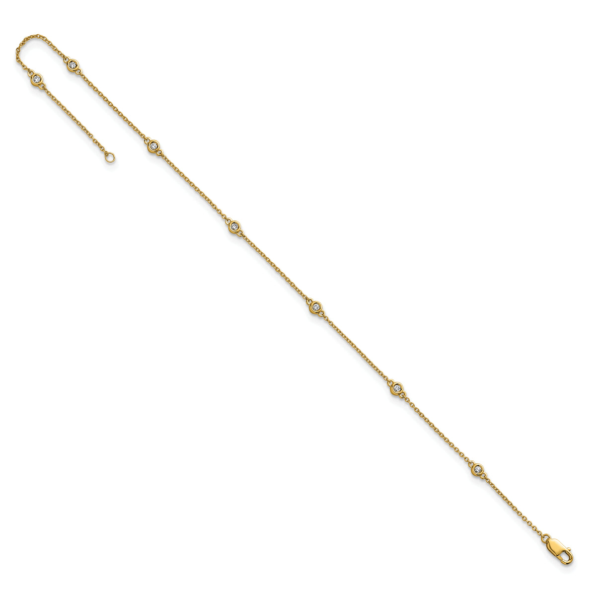 14k Diamond Station Cable Anklet-PM1011-017-YA-9