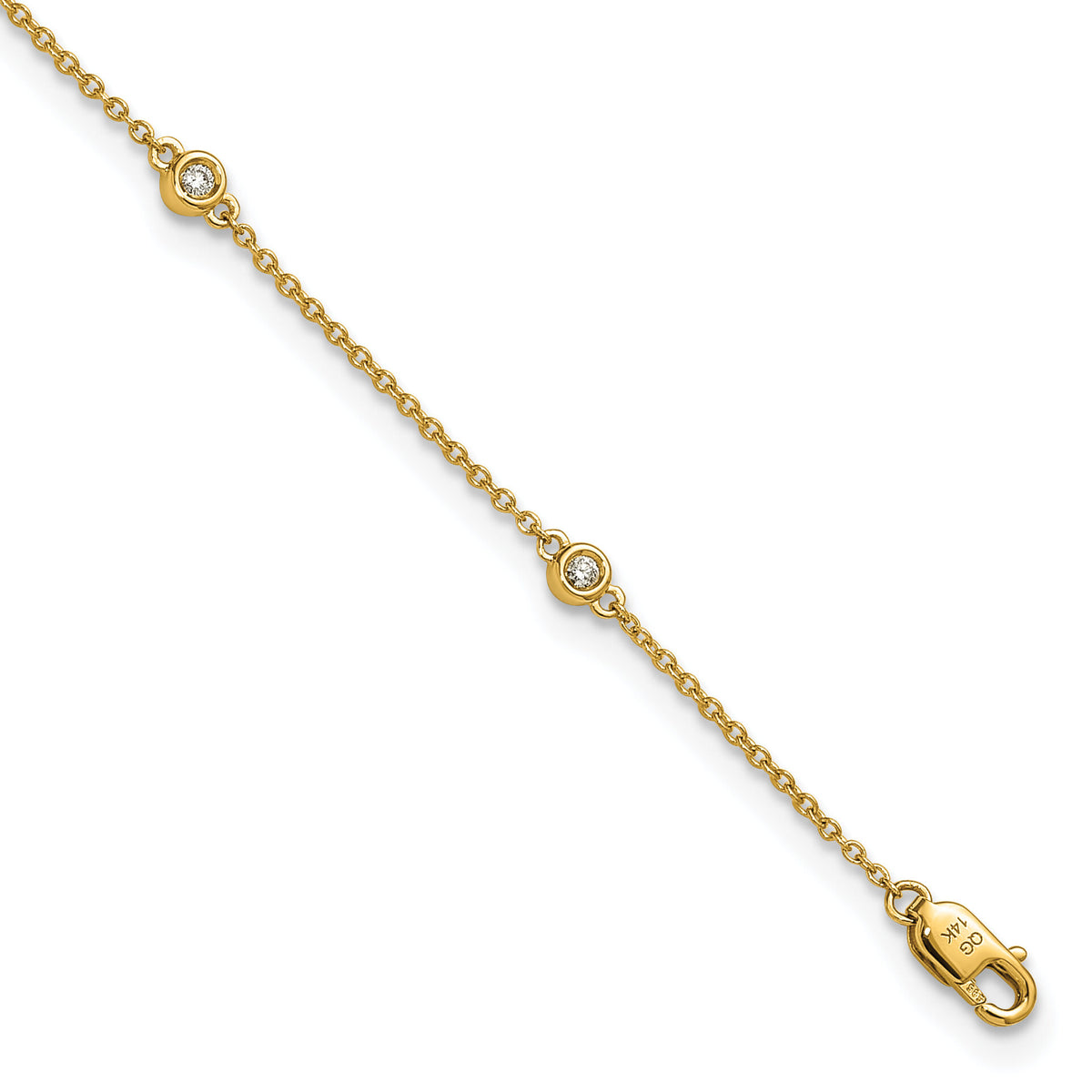 14k Diamond Station Cable Anklet-PM1011-017-YA-9
