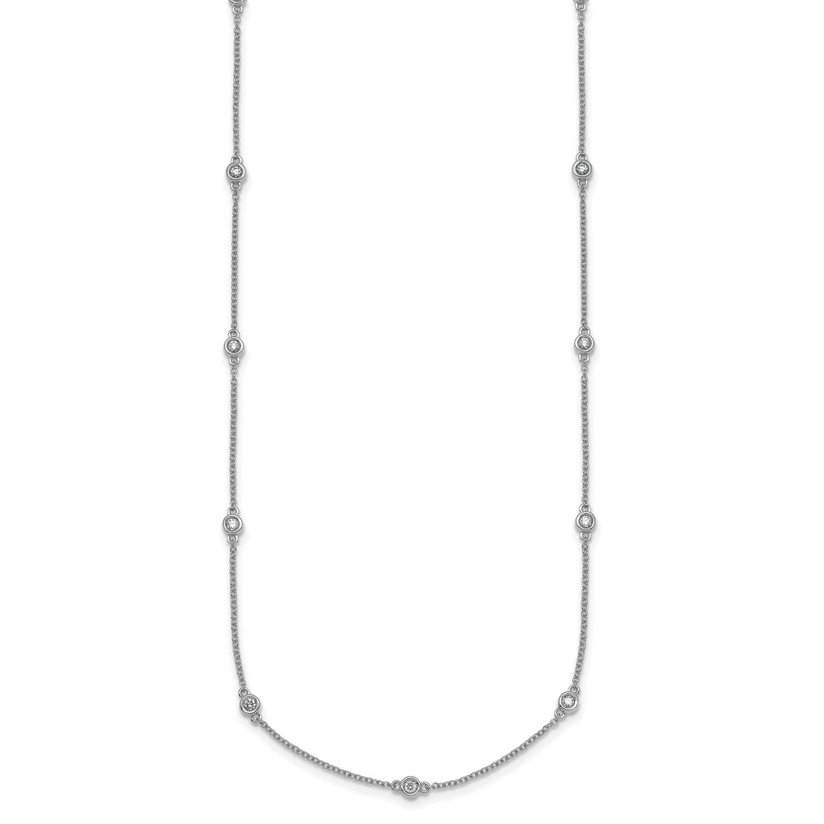 14k White Gold Diamond Station Cable Necklace-PM1011-033-WA-16