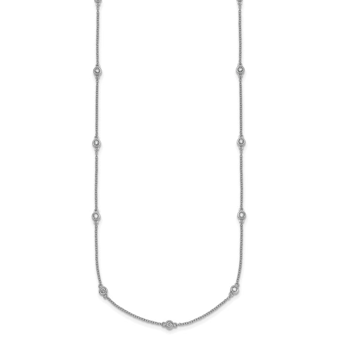 14k White Gold Diamond Station Cable Necklace-PM1011-043-WA-20
