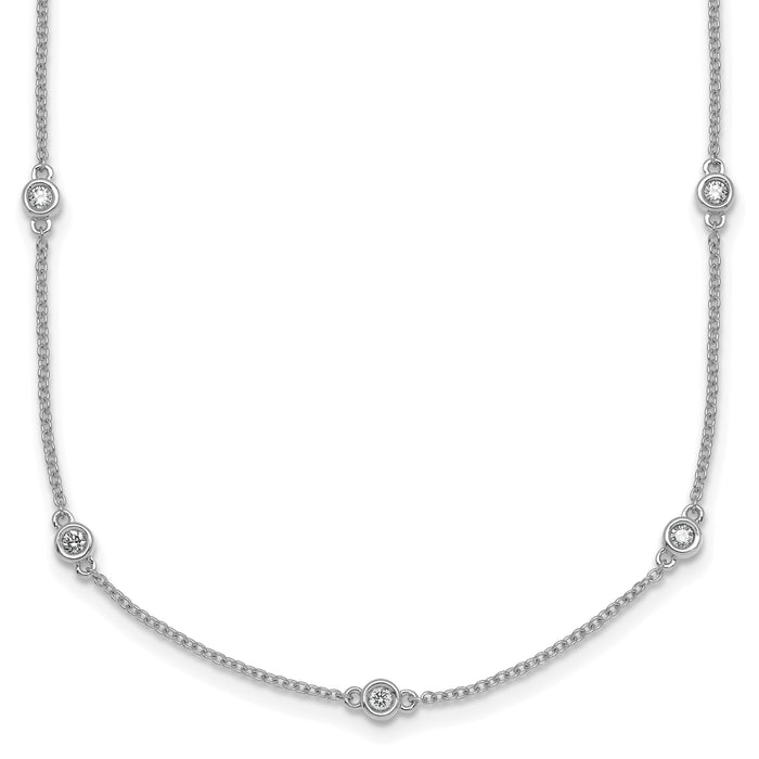 14k White Gold Diamond Station Cable Necklace-PM1011-033-WA-16