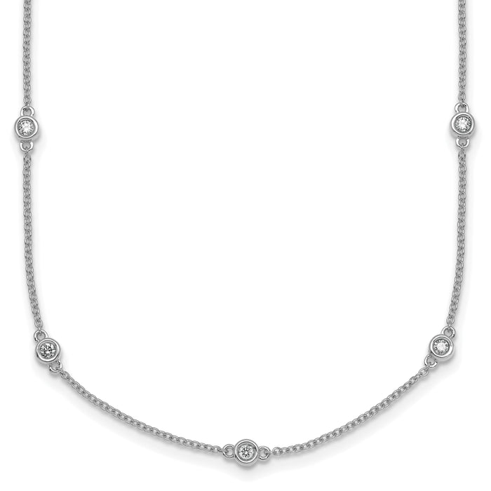 14k White Gold Diamond Station Cable Necklace-PM1011-043-WA-20