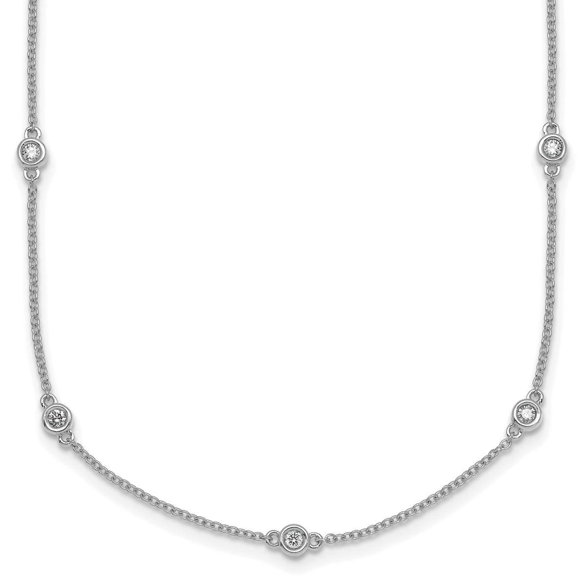 14k White Gold Diamond Station Cable Necklace-PM1011-043-WA-20