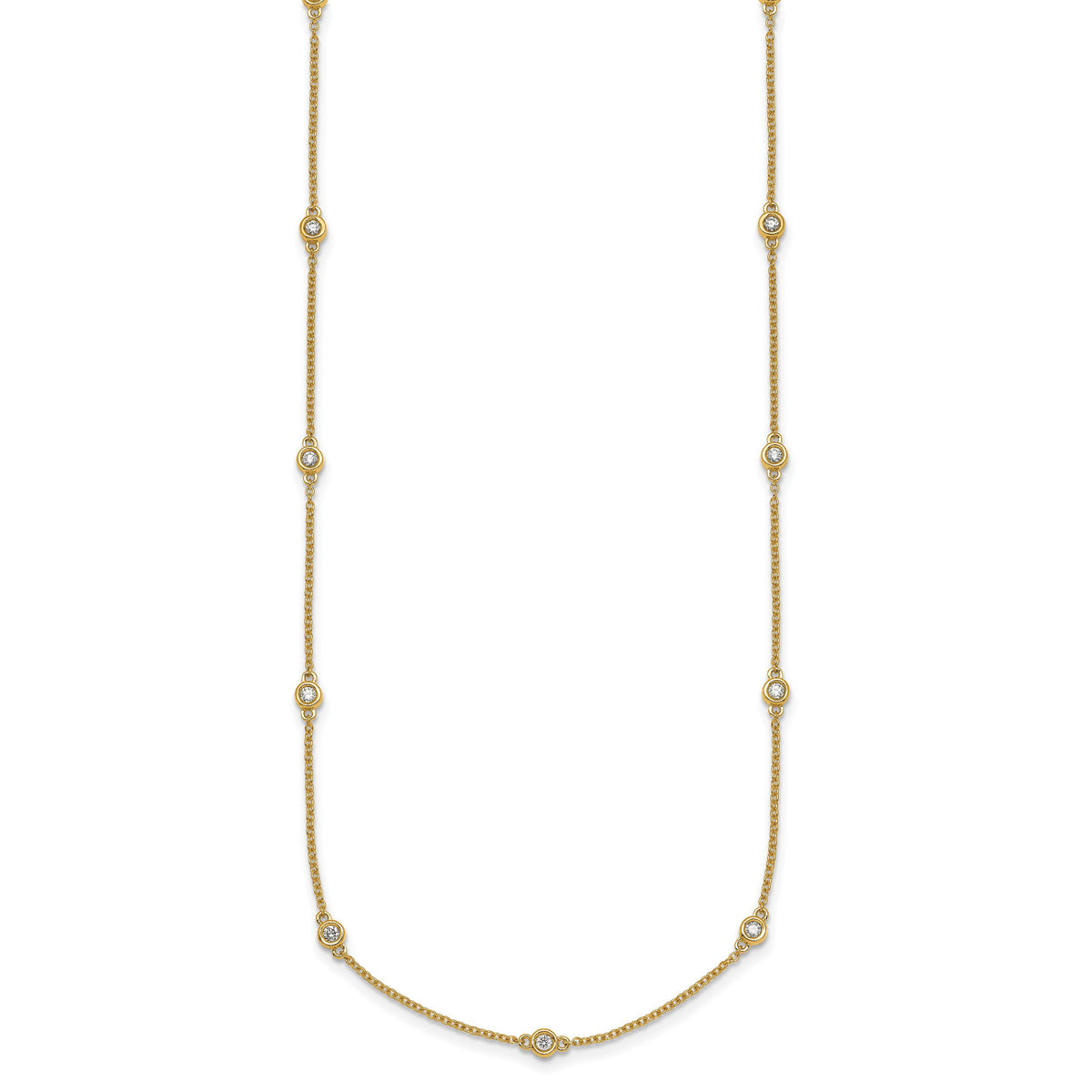 14k Diamond Station Cable Necklace-PM1011-038-YA-18