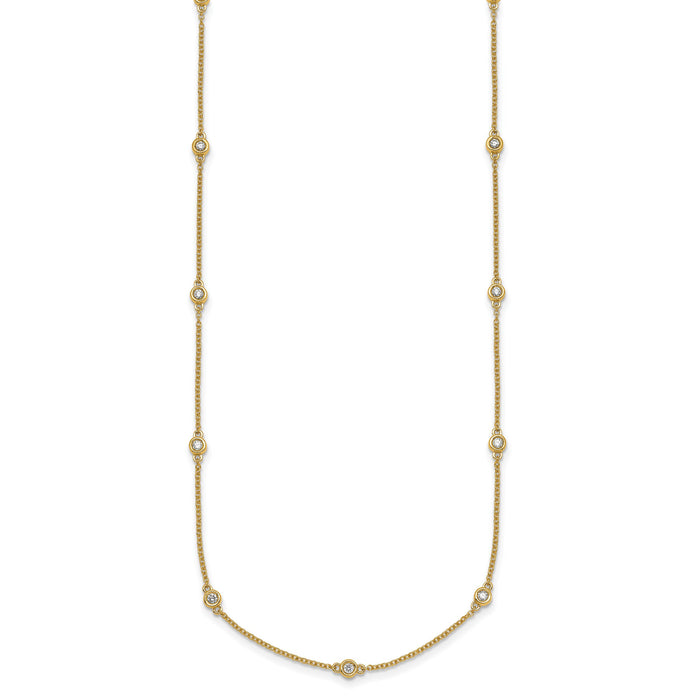 14k Diamond Station Cable Necklace-PM1011-043-YA-20