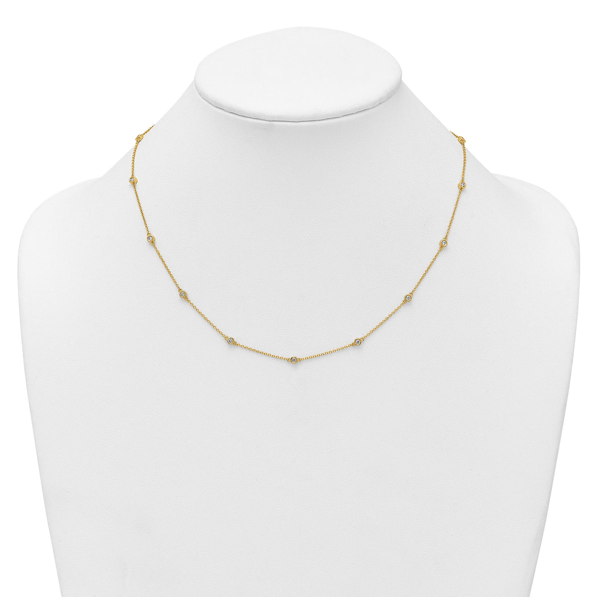 14k Diamond Station Cable Necklace-PM1011-038-YA-18