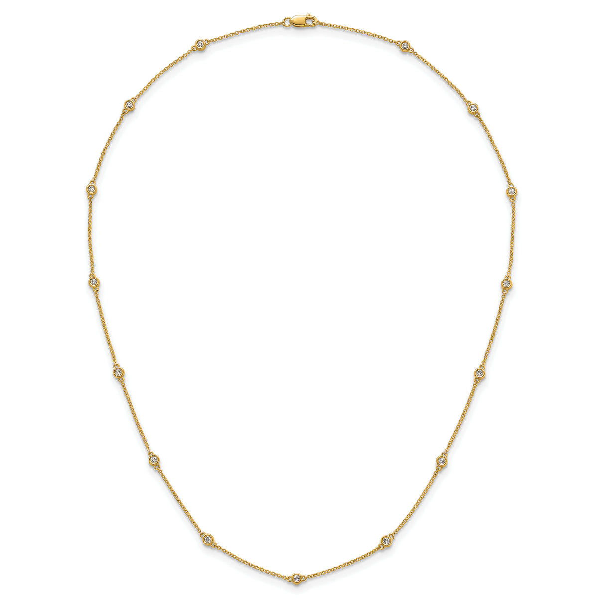 14k Diamond Station Cable Necklace-PM1011-038-YA-18