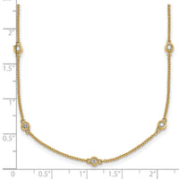 14k Diamond Station Cable Necklace-PM1011-038-YA-18
