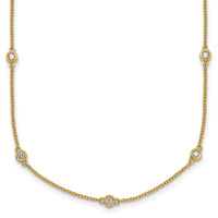 14k Diamond Station Cable Necklace-PM1011-038-YA-18