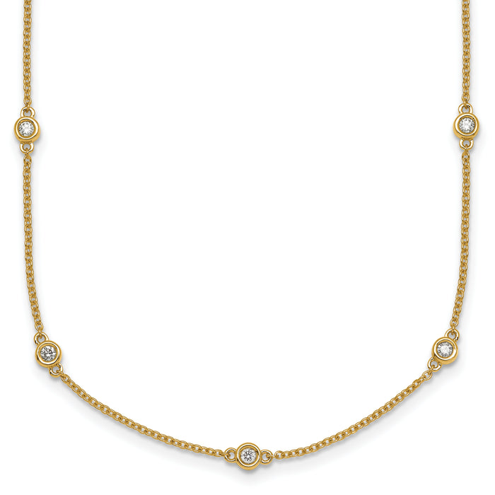 14k Diamond Station Cable Necklace-PM1011-038-YA-18