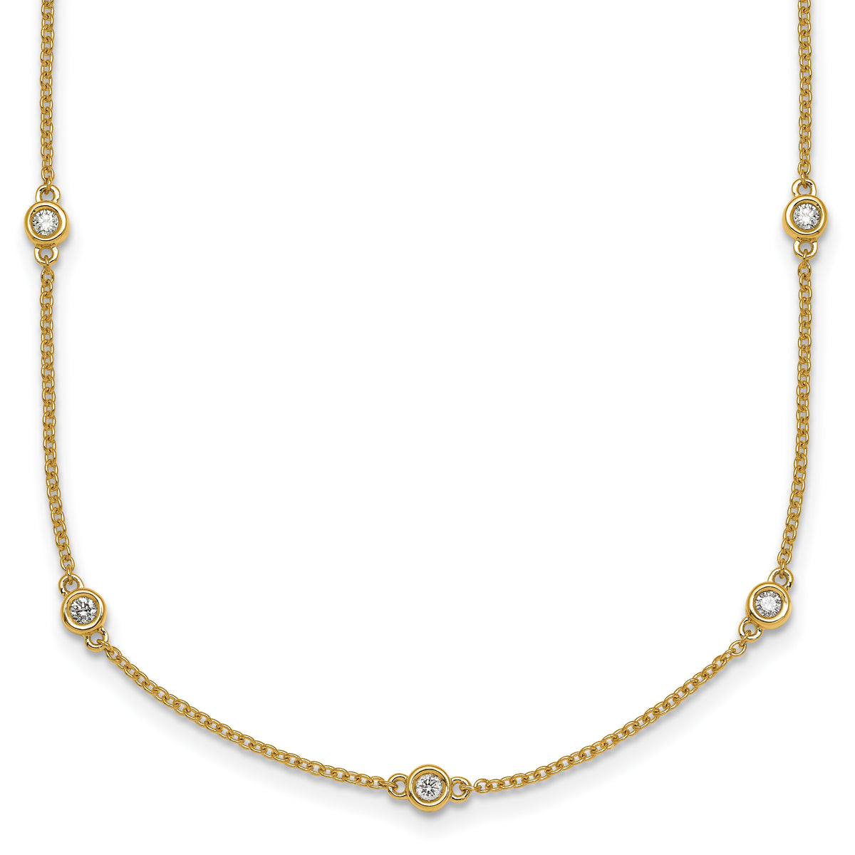 14k Diamond Station Cable Necklace-PM1011-043-YA-20