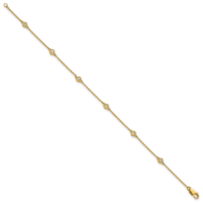 14k Diamond Station Cable Bracelet-PM1012-016-YA-7