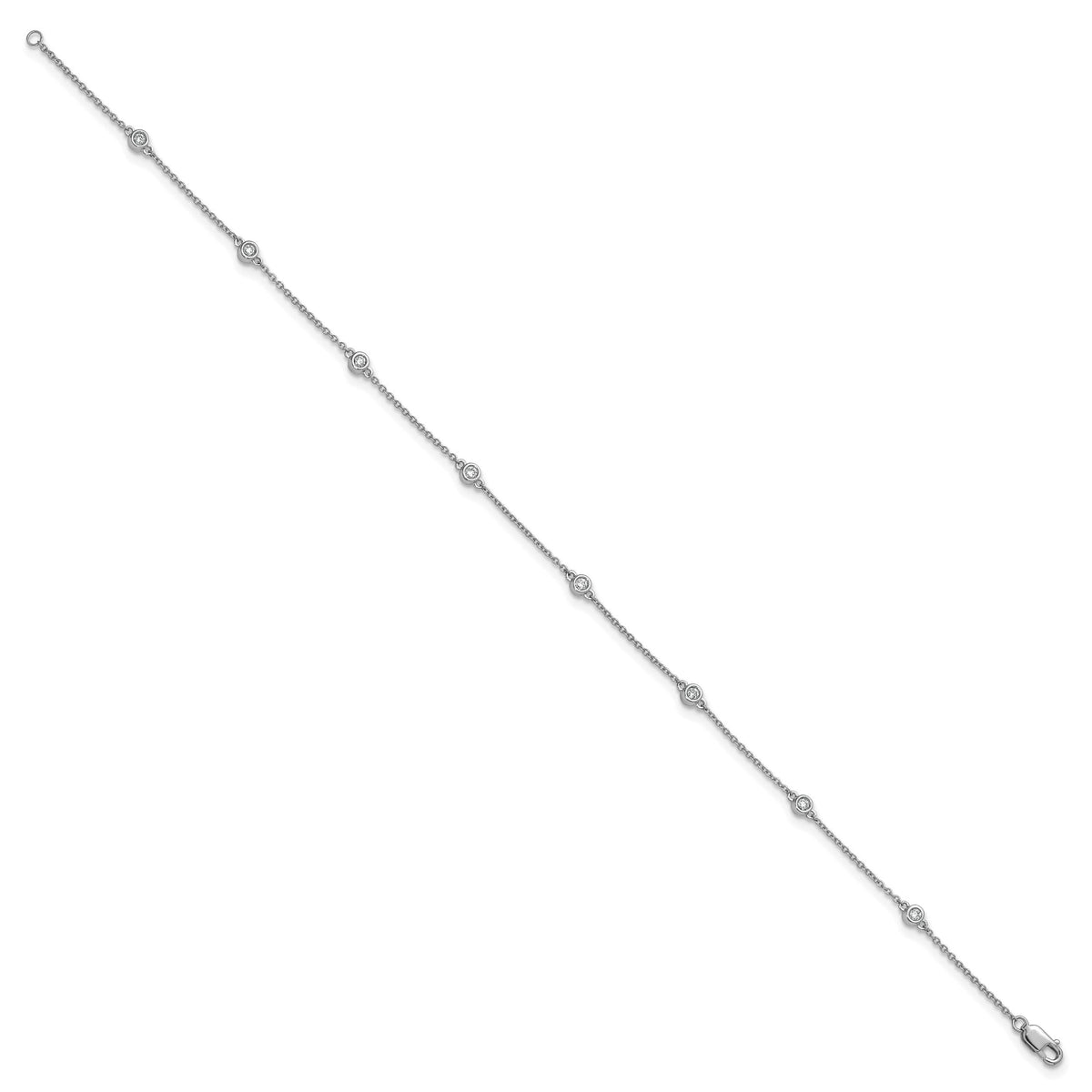 14k White Gold Diamond Station Cable Anklet-PM1012-020-WA-9