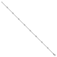 14k White Gold Diamond Station Cable Anklet-PM1012-020-WA-9