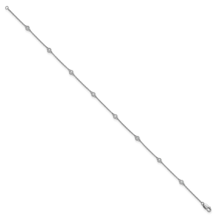 14k White Gold Diamond Station Cable Anklet-PM1012-020-WA-9