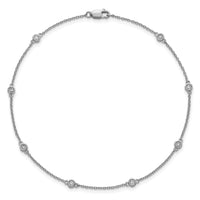 14k White Gold Diamond Station Cable Anklet-PM1012-020-WA-9