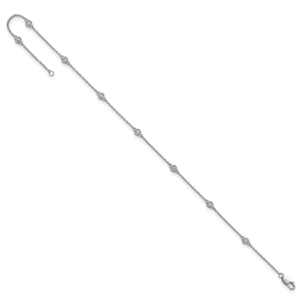 14k White Gold Diamond Station Cable Anklet-PM1012-020-WA-9