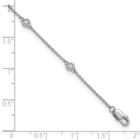 14k White Gold Diamond Station Cable Anklet-PM1012-020-WA-9