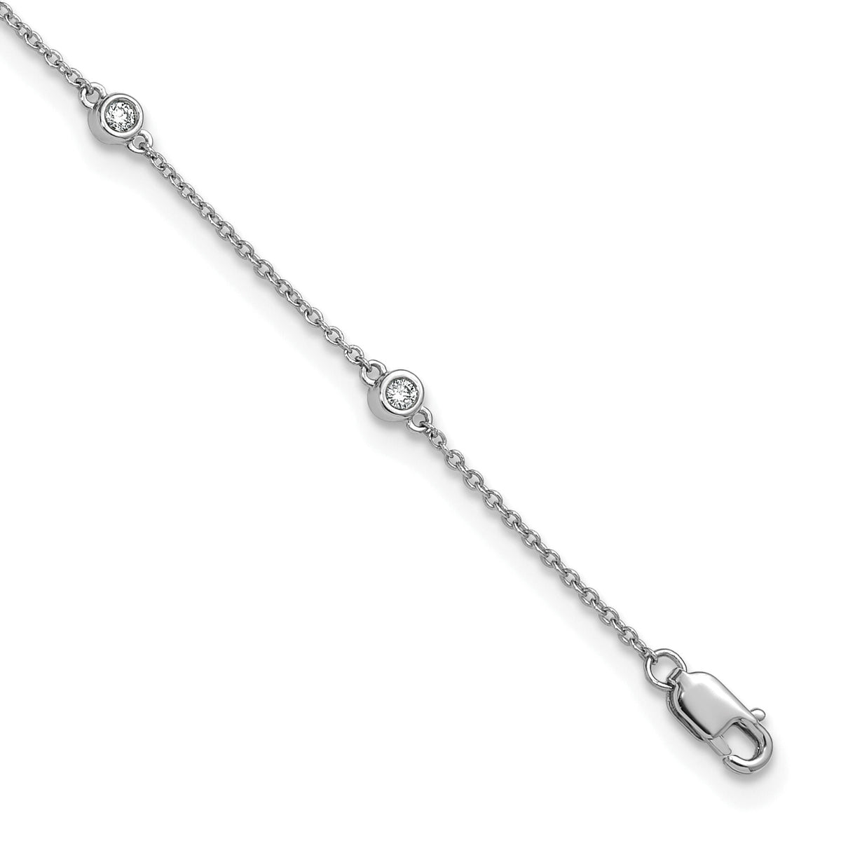 14k White Gold Diamond Station Cable Anklet-PM1012-020-WA-9