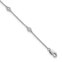 14k White Gold Diamond Station Cable Anklet-PM1012-020-WA-9