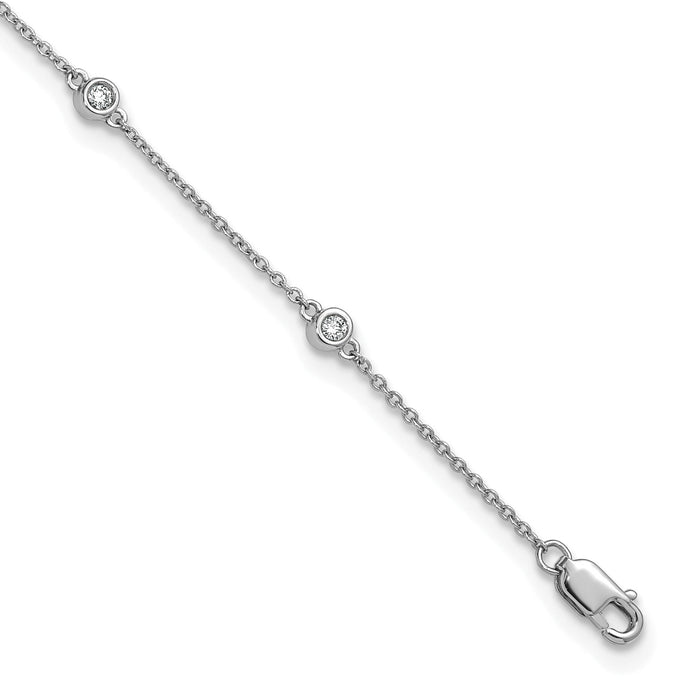 14k White Gold Diamond Station Cable Anklet-PM1012-020-WA-9