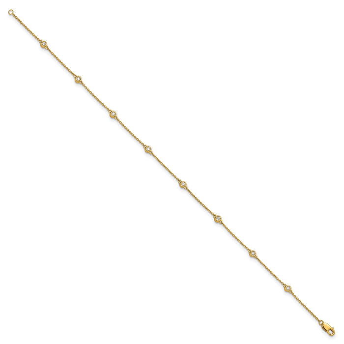 14k Diamond Station Cable Anklet-PM1012-020-YA-9