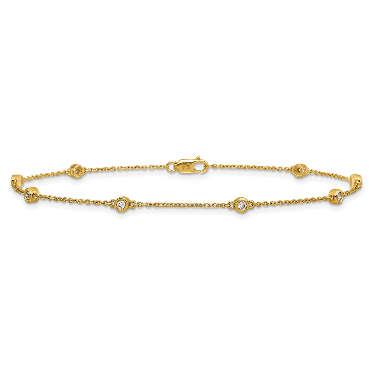 14k Diamond Station Cable Anklet-PM1012-020-YA-9