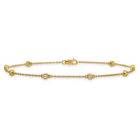 14k Diamond Station Cable Anklet-PM1012-020-YA-9