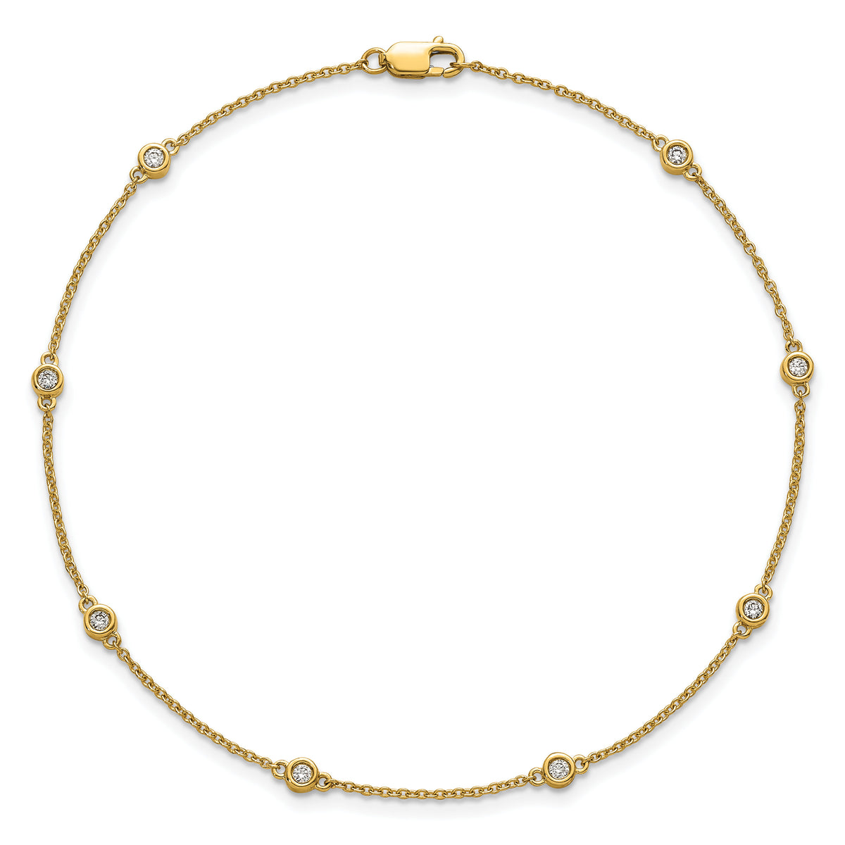 14k Diamond Station Cable Anklet-PM1012-020-YA-9