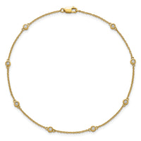 14k Diamond Station Cable Anklet-PM1012-020-YA-9