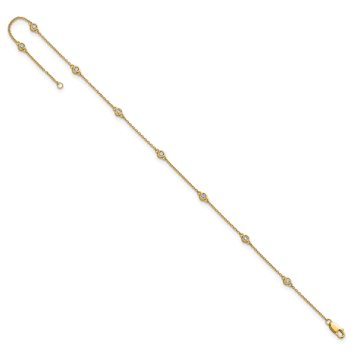 14k Diamond Station Cable Anklet-PM1012-020-YA-9