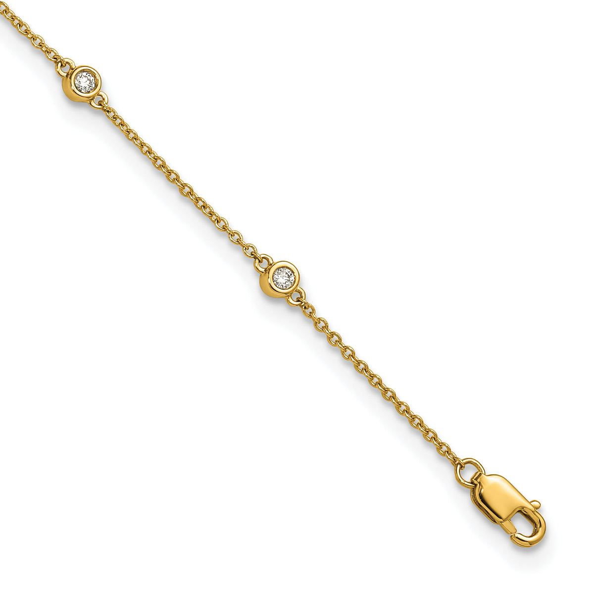 14k Diamond Station Cable Anklet-PM1012-020-YA-9