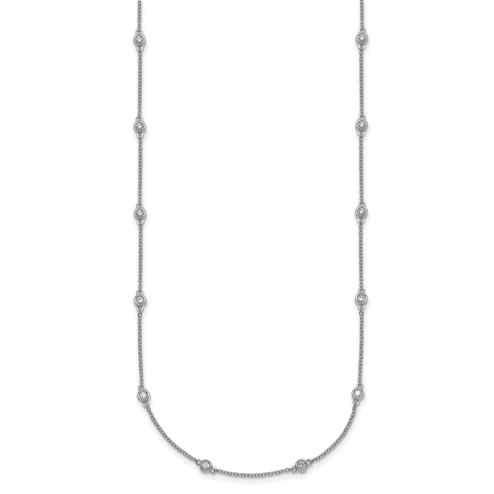 14k White Gold Diamond Station Cable Necklace-PM1012-050-WA-20