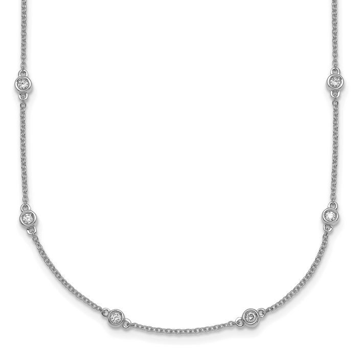 14k White Gold Diamond Station Cable Necklace-PM1012-050-WA-20