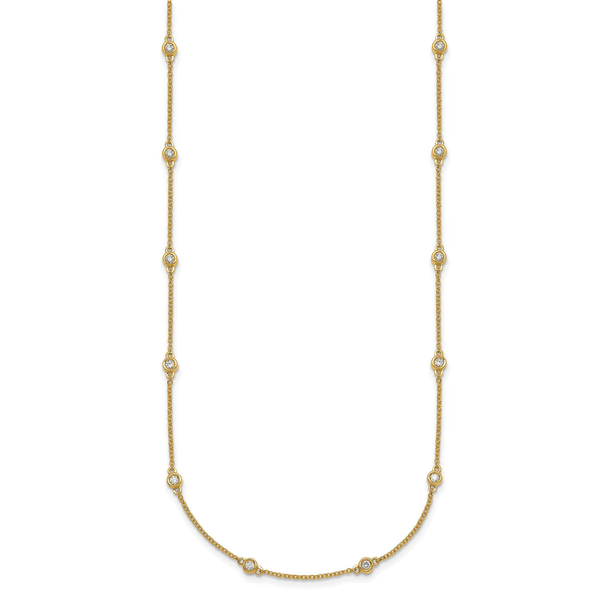 14k Diamond Station Cable Necklace-PM1012-050-YA-20