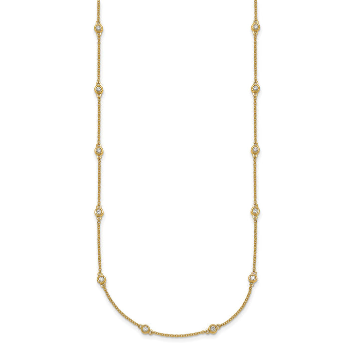 14k Diamond Station Cable Necklace-PM1012-050-YA-20