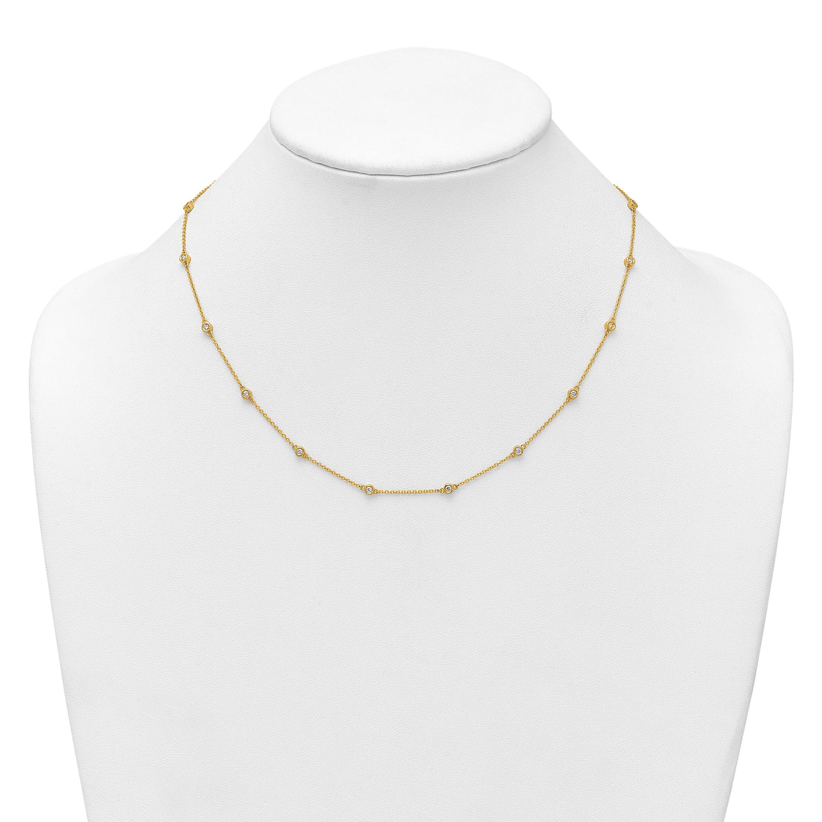 14k Diamond Station Cable Necklace-PM1012-045-YA-18