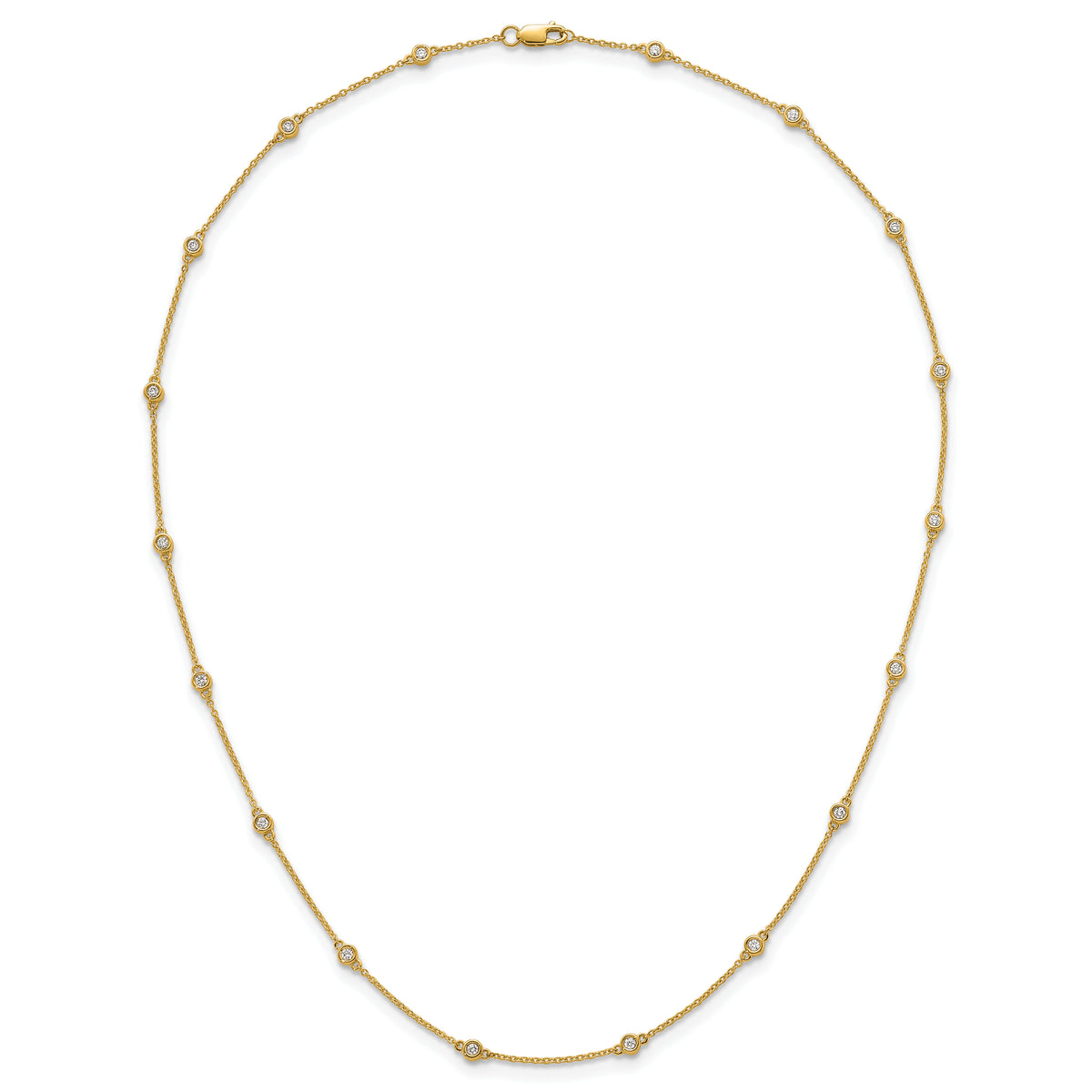14k Diamond Station Cable Necklace-PM1012-045-YA-18