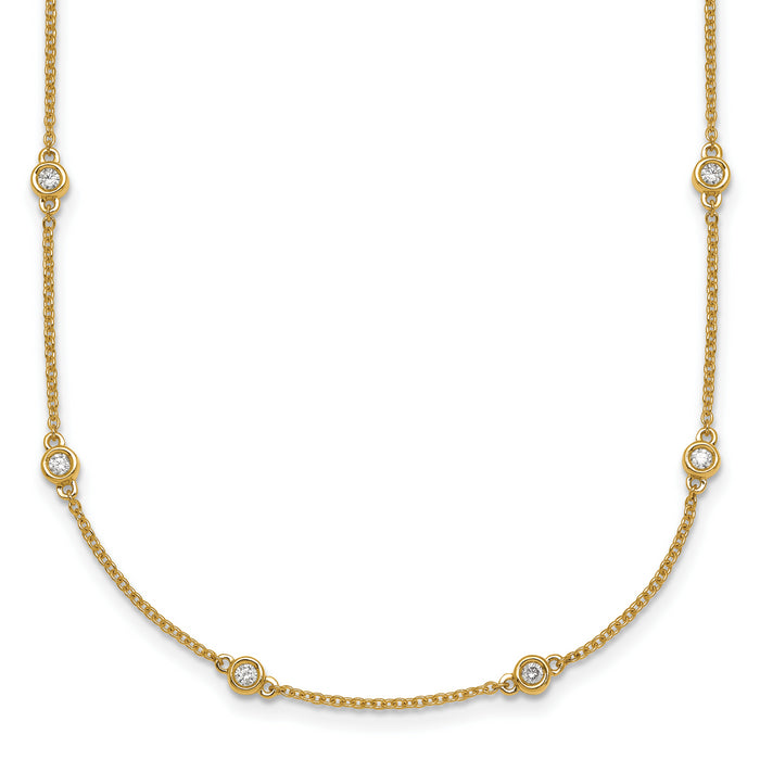 14k Diamond Station Cable Necklace-PM1012-045-YA-18