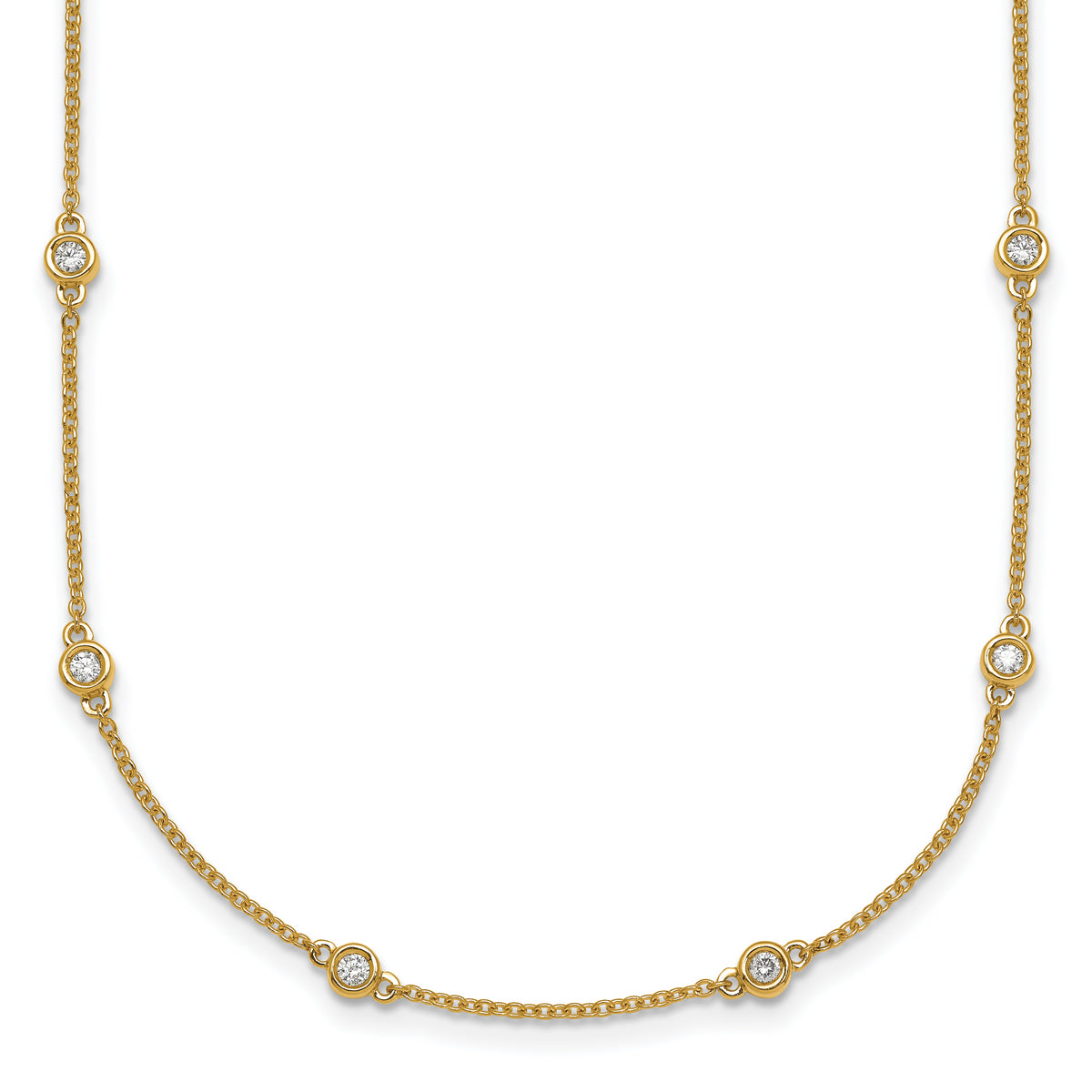 14k Diamond Station Cable Necklace-PM1012-050-YA-20