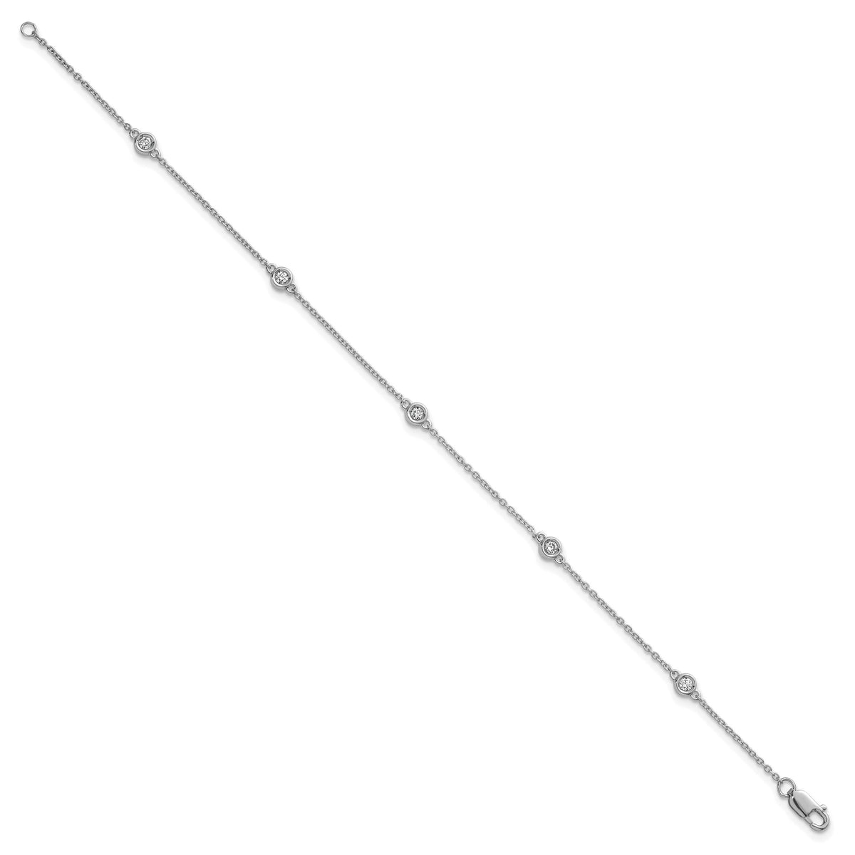 14k White Gold Diamond Station Cable Bracelet-PM1013-017-WA-7