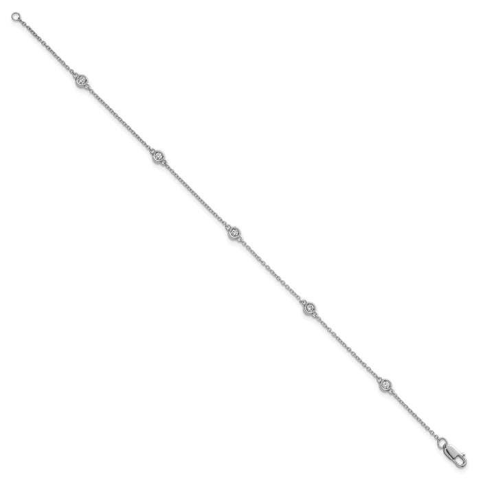 14k White Gold Diamond Station Cable Bracelet-PM1013-017-WA-7